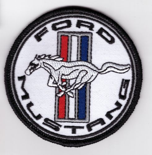 Mustang White Sml Embroidered Patch
