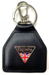 Triumph triangle and Flag Genuine Leather Keyring/fob