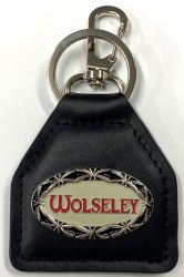 Wolseley Oval Beige Leather Keyring/fob