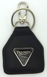 Triumph Black Triangle Leather Keyring/Fob