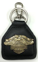 American Muscle Brass Eagle Wings Genuine Leather Keyring/Fob