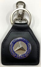 Mercedes Round Metal Genuine Leather Keyring/fob