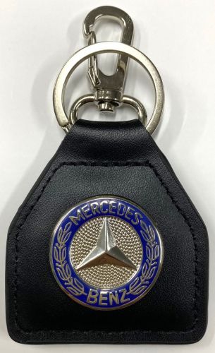 Mercedes Round Metal Genuine Leather Keyring/Fob