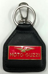 Moto Guzzi Red Oblong Genuine Leather Keyring/Fob