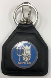 Neptune Blue Round Genuine Leather Keyring/Fob