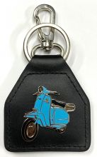 Scooter Retro Vespa Moped Classic Genuine Leather keyring/Fob