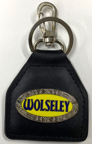 Wolseley Oval Yellow Leather Keyring/fob