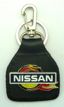 Nissan Flaming Wheel Genuine Leather Keyring/fob