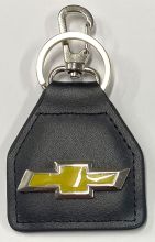 Chevrolet Gold Bowtie Genuine Leather Keyring/Fob