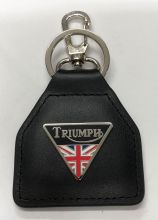 Triumph Triangle and Flag Genuine Leather Keyring/Fob