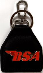 BSA Script Wing Genuine Leather Keyring/Fob
