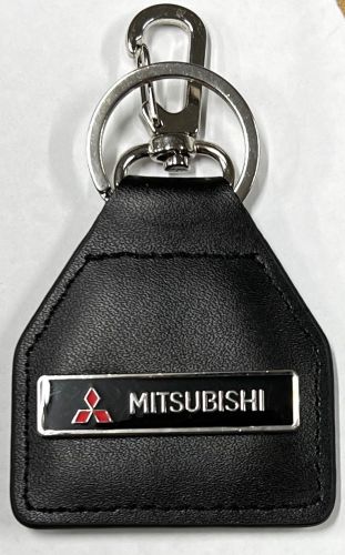 Mitsubishi Script Oblong Genuine Leather Keyring/Fob