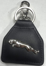 Jaguar Leaping Cat Genuine Leather Keyring/Fob