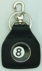 EightBall Metal Leather Keyring/Fob