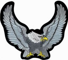 Winged Eagle Silver Embroidered  Back Patch