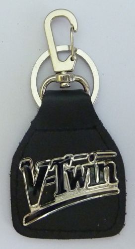 V/Twin Script Leather Keyring