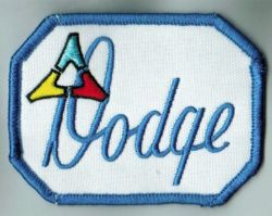 Dodge on White embroidered Patch