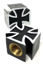 Valve Caps Black Plastic Maltese Cross
